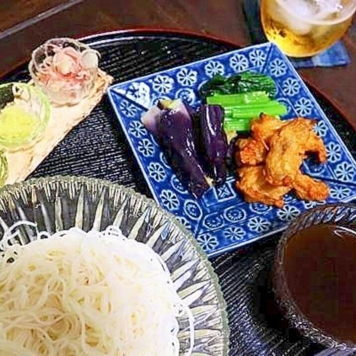 茹でないそうめん＊茹で茄子ぞえ